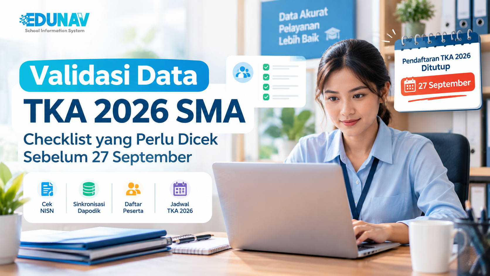 Operator sekolah memvalidasi data peserta didik untuk pendaftaran TKA 2026